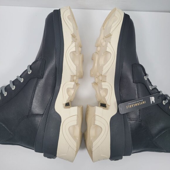 Sorel Brex Lace Up Women's Black Leather Boots NL4305-010 US Size 9 NWT - Picture 7 of 12